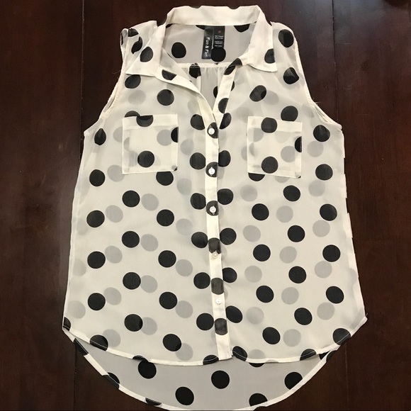 Fun & Flirt Tops - Sheer Button Down No Sleeve Blouse